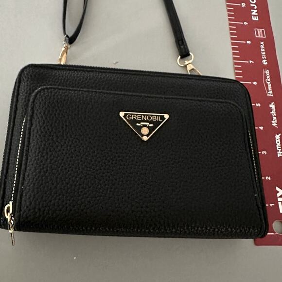 Grenobil black crossbow purse, three zipper compartments with slots - Picture 1 of 12